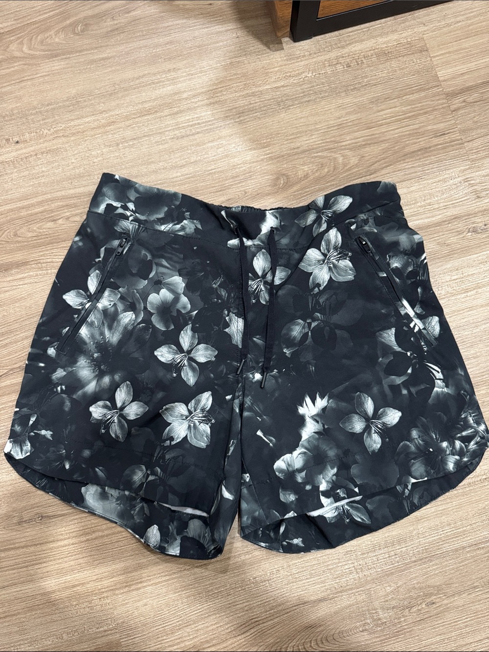 Tangerine Black & White Floral Athletic Shorts